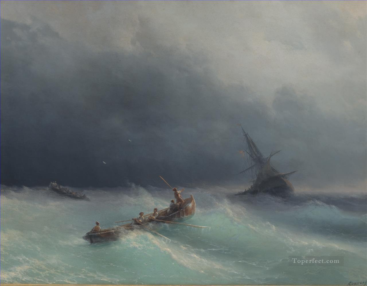 海の嵐 1873 ロマンチックなイワン・アイヴァゾフスキー ロシア油絵